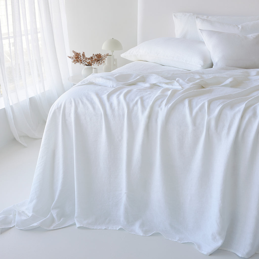 Pure Linen Flat Sheet - White