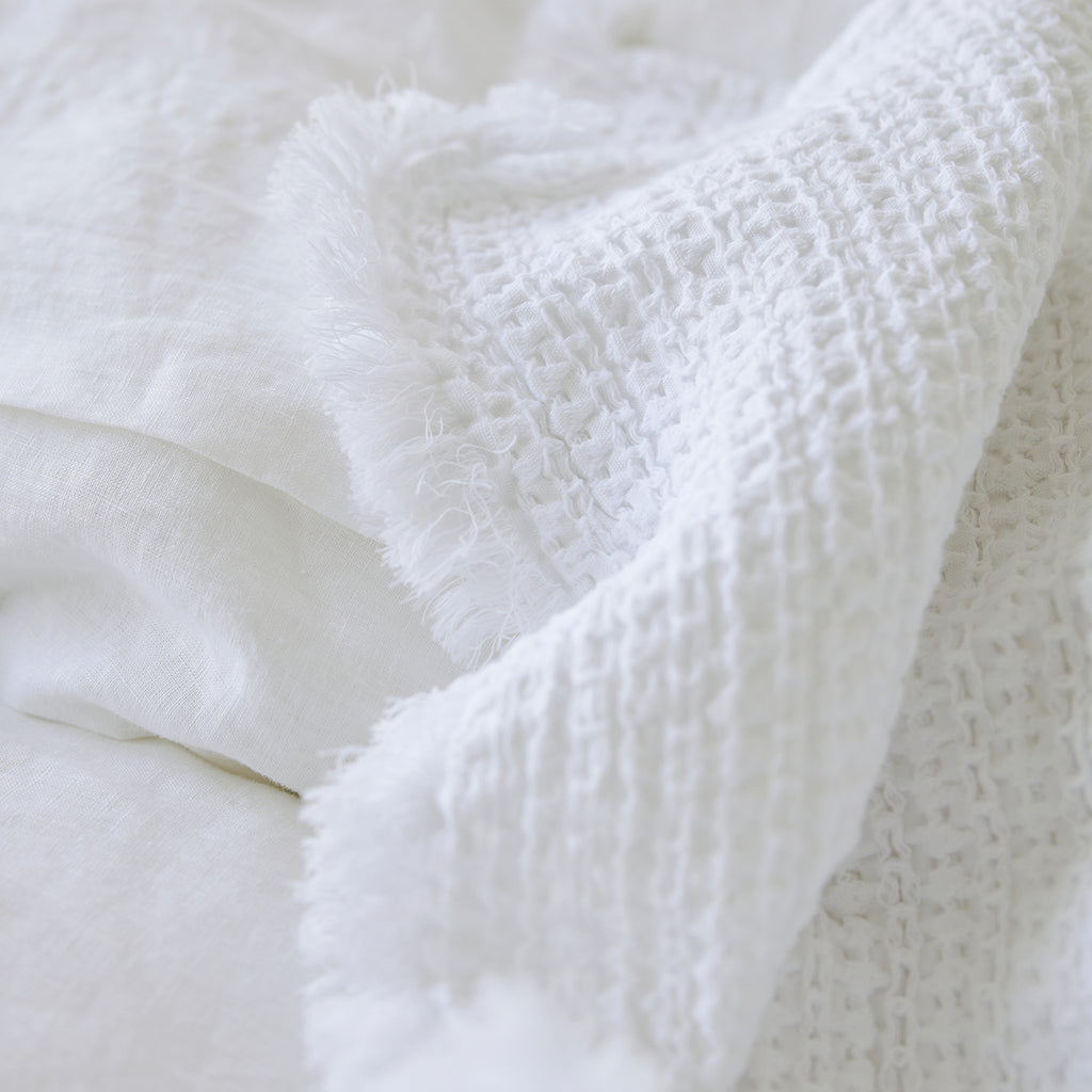 Lisboa Waffle Blanket - White