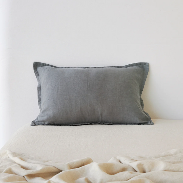 Pure Linen Cushion Cover - Charcoal  CLEARANCE