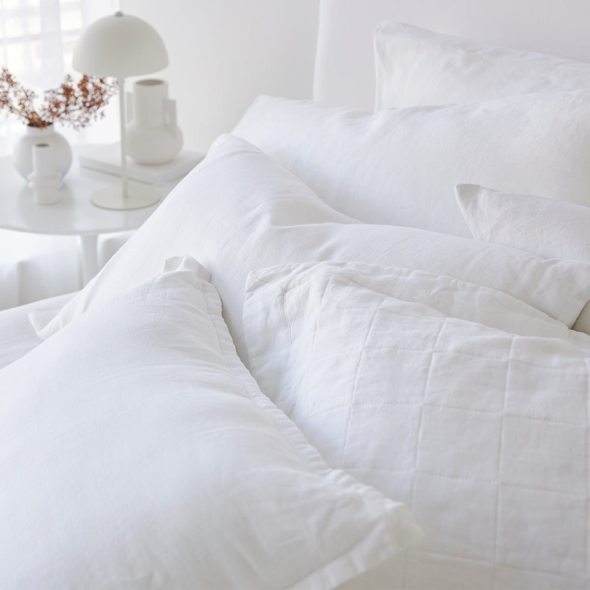Pure Linen European Pillowcase - White