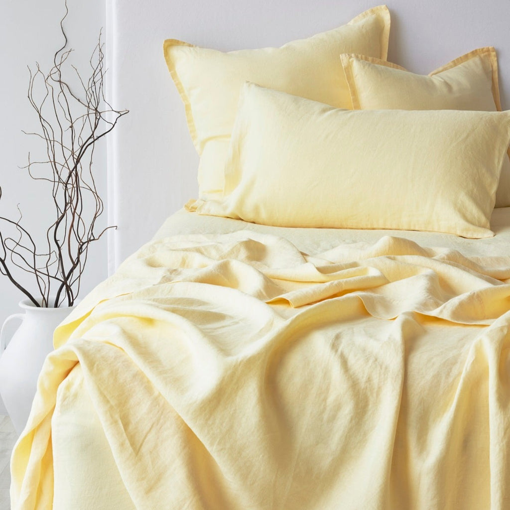 Pure Linen European Pillowcase Each - Buttercup