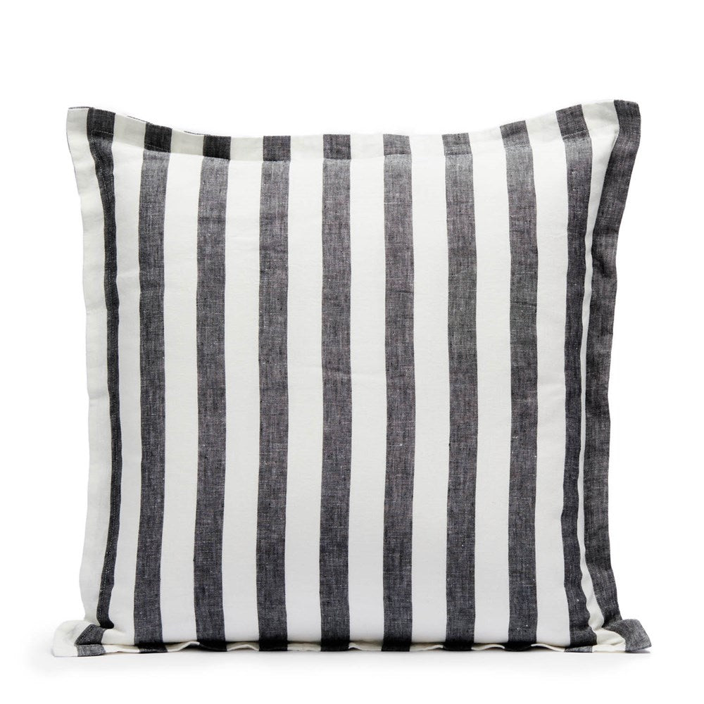 Linen Stripes Cushion Cover - Black  CLEARANCE