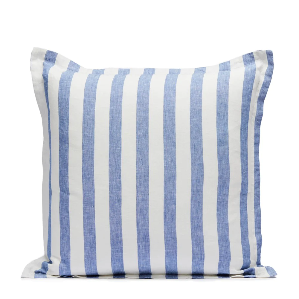 Linen Stripes Cushion Cover - Blue  CLEARANCE