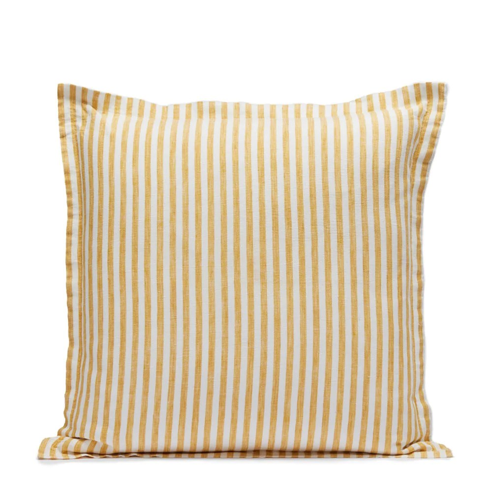 Linen Stripes Cushion Cover - Yellow  CLEARANCE