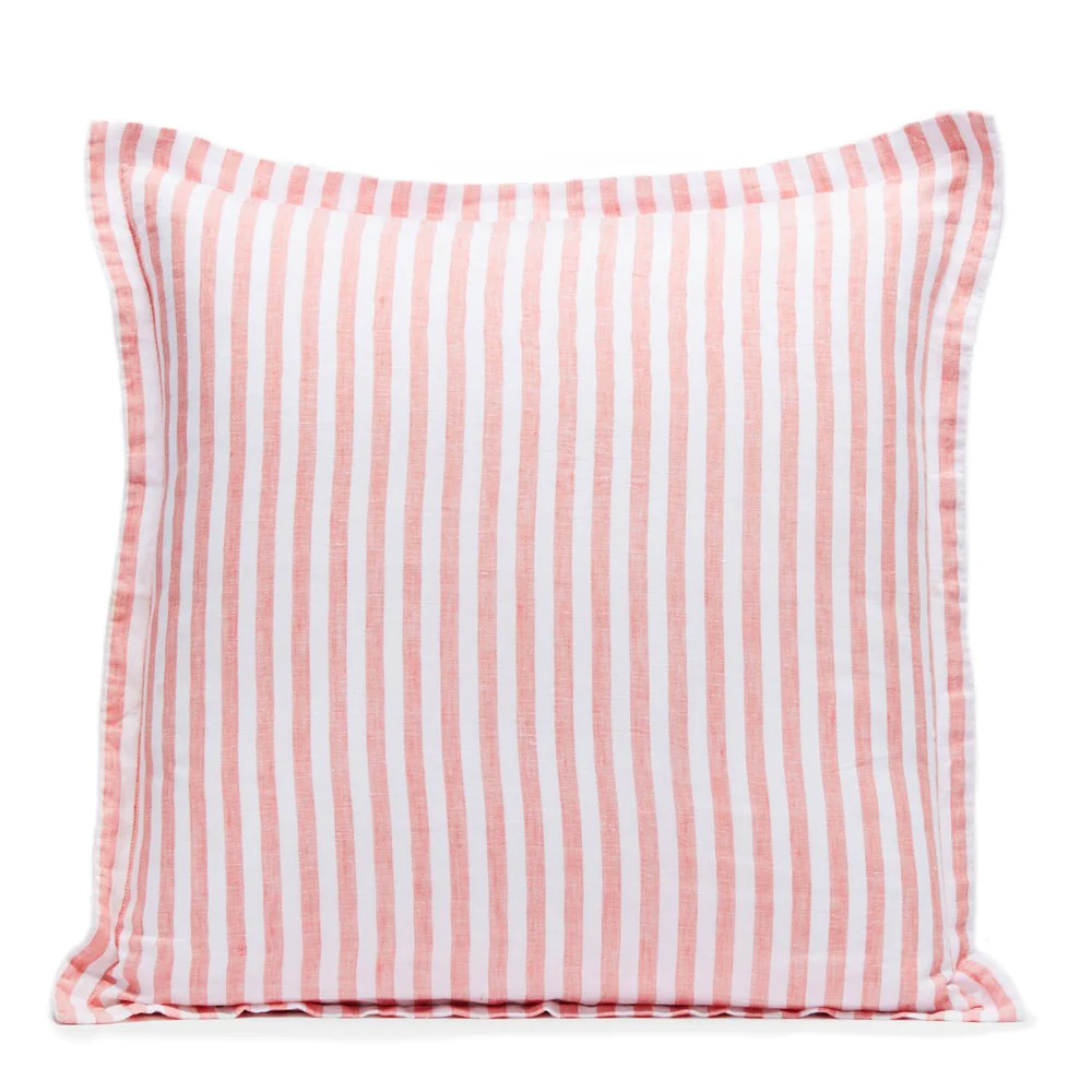 Linen Stripes Cushion Cover - Coral  CLEARANCE