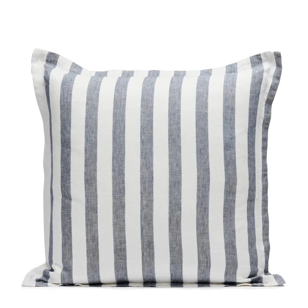 Linen Stripes Cushion Cover - Navy  CLEARANCE