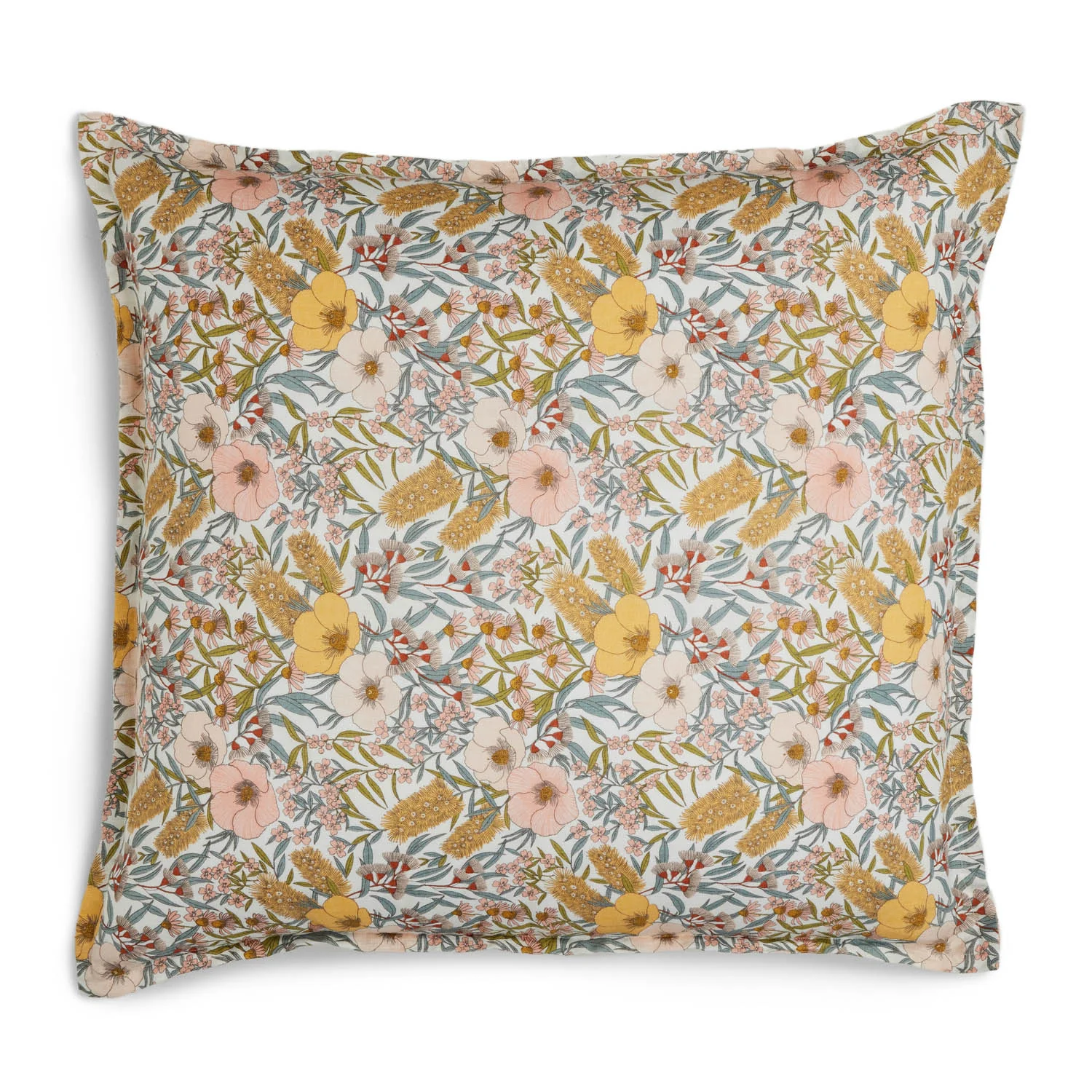 Pure Linen Vintage Floral Printed Euro Pillowcase