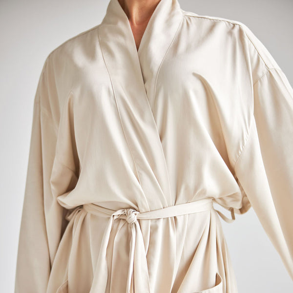 Bamboo Cotton Bathrobe - Natural