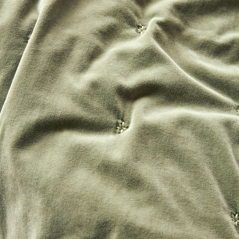 Venus Cotton Velvet Quilted Throw - Olive