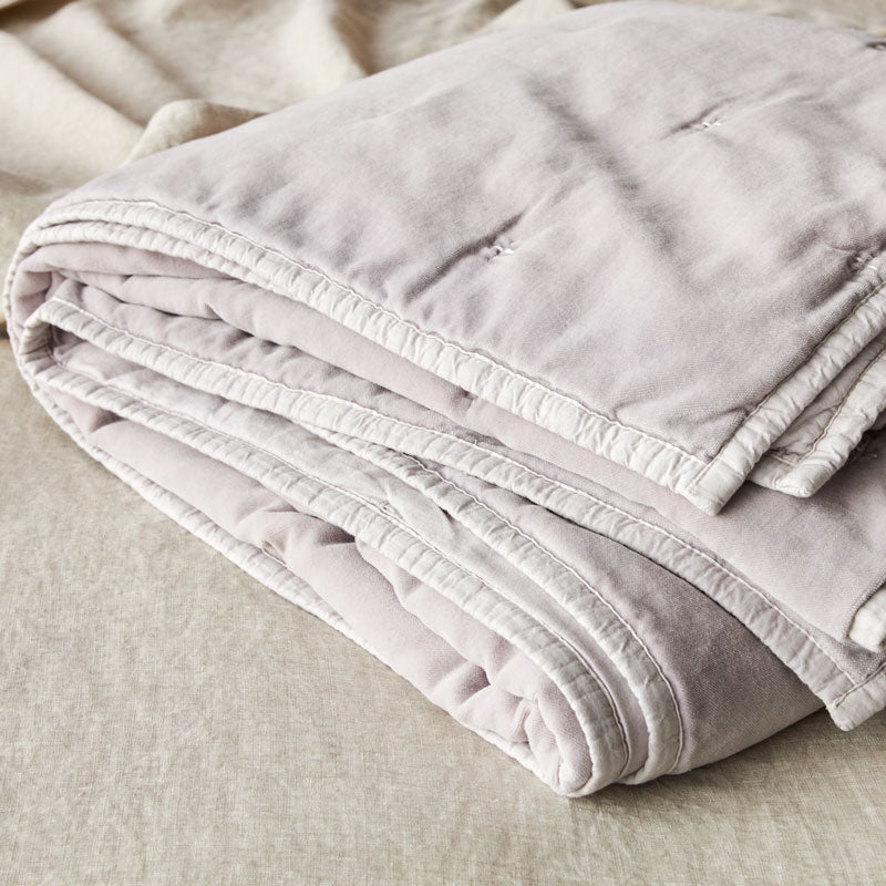 Venus Cotton Velvet Quilted Throw - Lilac