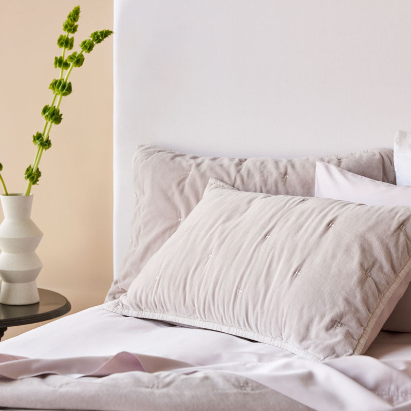 Venus Cotton Velvet Quilted Pillowcases Pair - Lilac