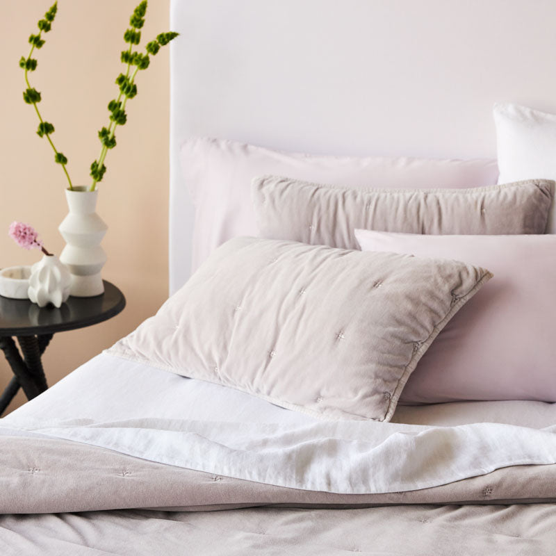 Venus Cotton Velvet Quilted Pillowcases Pair - Lilac