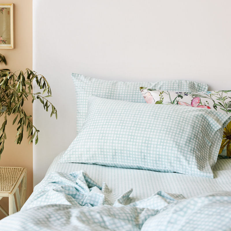 Bamboo Cotton Gingham Standard Pillowcase Pair - Sage
