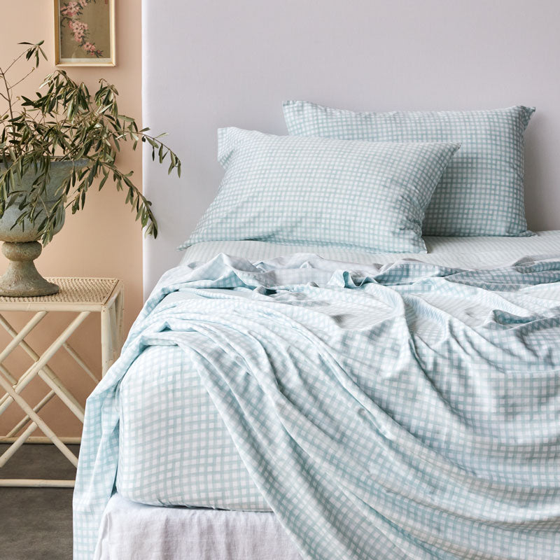 Bamboo Cotton Gingham Standard Pillowcase Pair - Sage