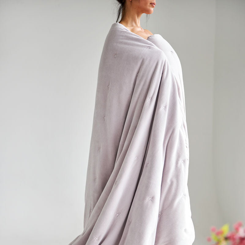 Venus Cotton Velvet Quilted Coverlet - Lilac
