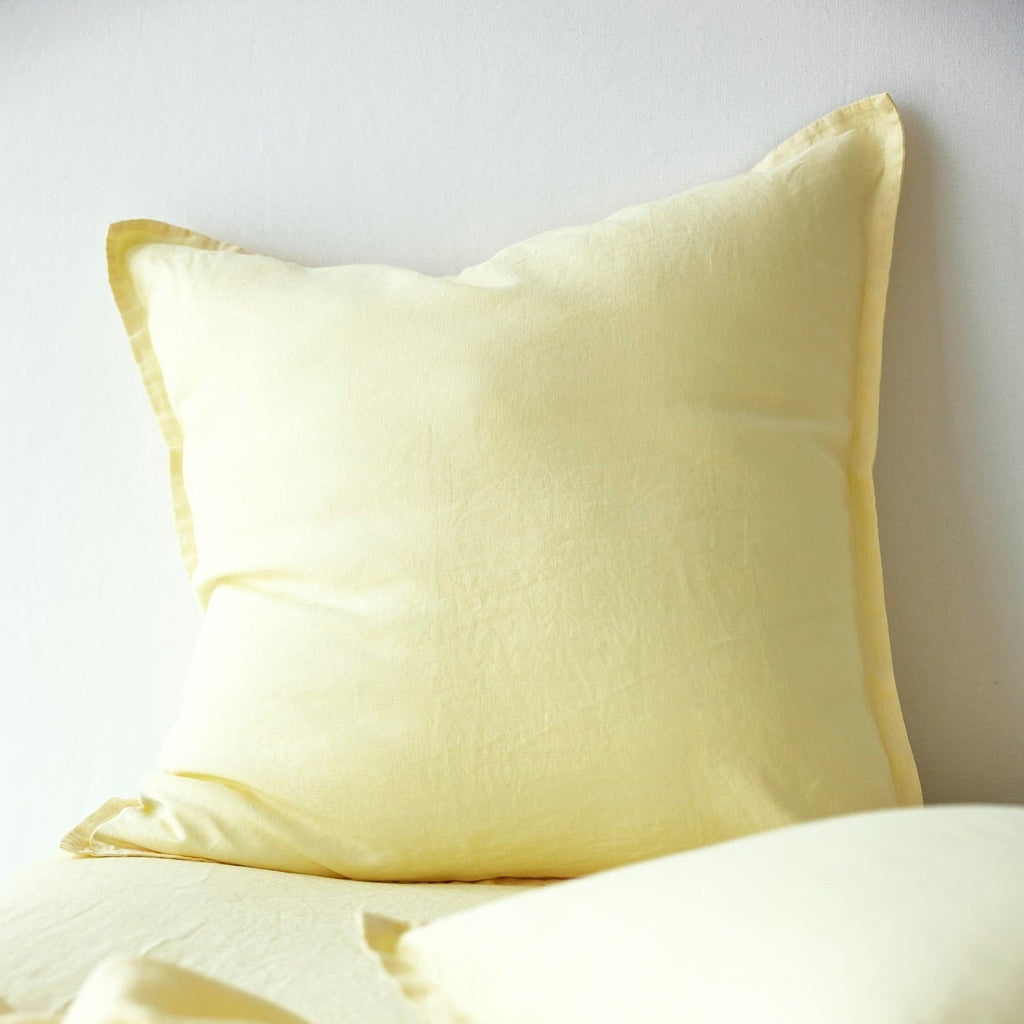 Pure Linen European Pillowcase Each - Buttercup