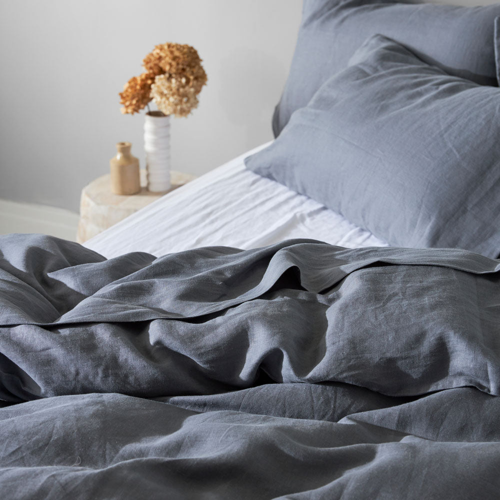 Pure Linen Duvet Cover Set - Charcoal