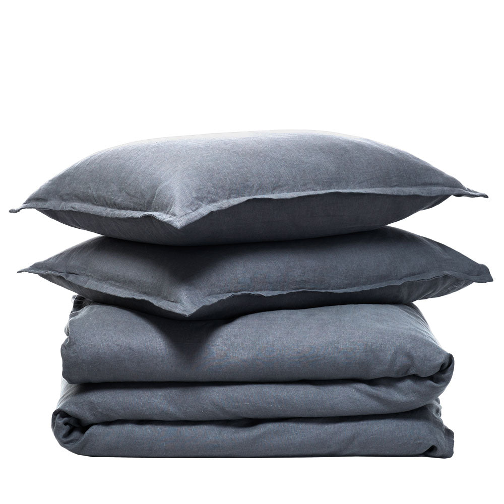 Pure Linen Duvet Cover Set - Charcoal