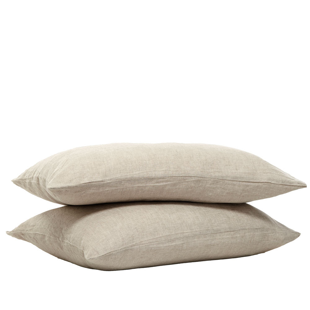 Pure Linen Standard Pillowcase Pair - Natural