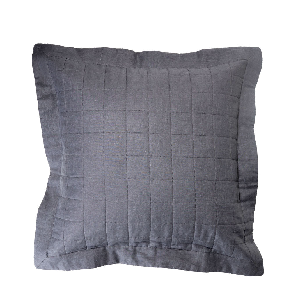 Pure Linen European Pillowcase Each - Charcoal