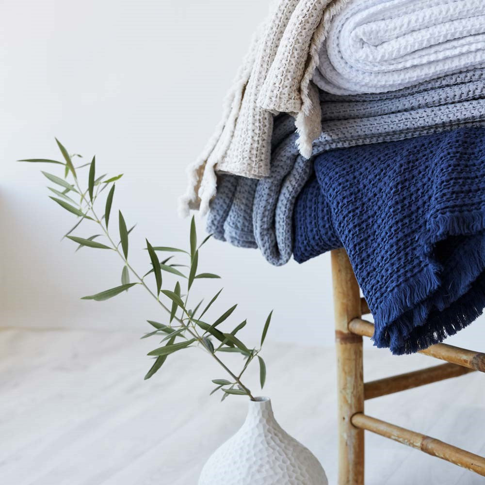 Lisboa Waffle Blanket - White