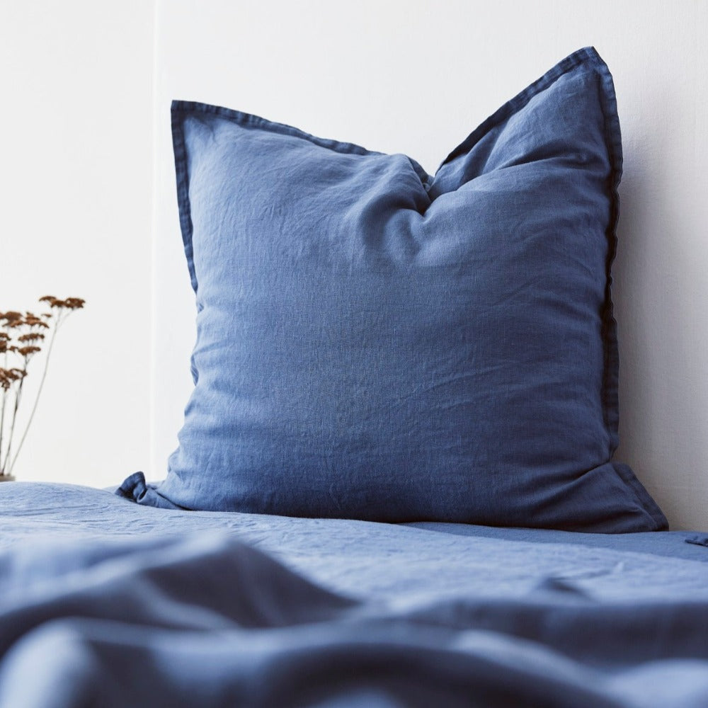 Pure Linen European Pillowcase Each - Cadet
