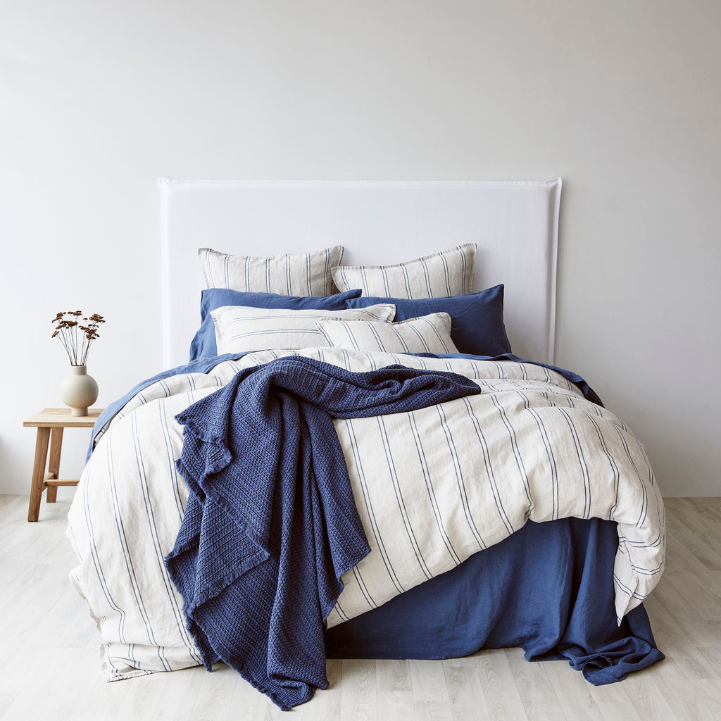 Pure Linen European Pillowcase Each - Eton Stripe