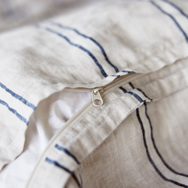 Pure Linen Duvet Cover Set - Eton Stripe