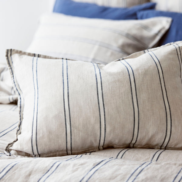 Pure Linen Duvet Cover Set - Eton Stripe