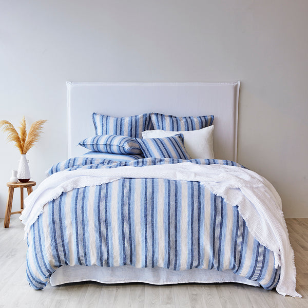 Pure Linen European Pillowcase Each - Cambridge Stripe CLEARANCE