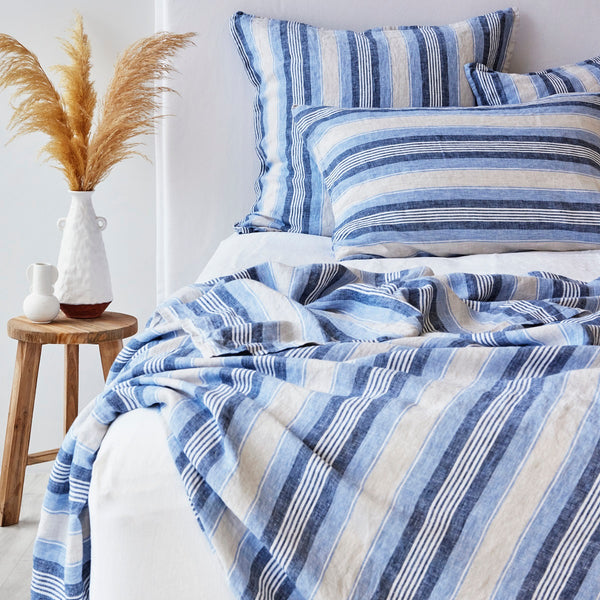 Pure Linen Flat sheet - Cambridge Stripe CLEARANCE