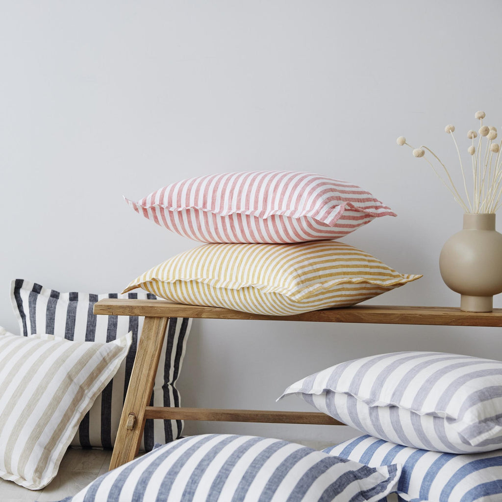 Linen Stripes Cushion Cover - Black  CLEARANCE