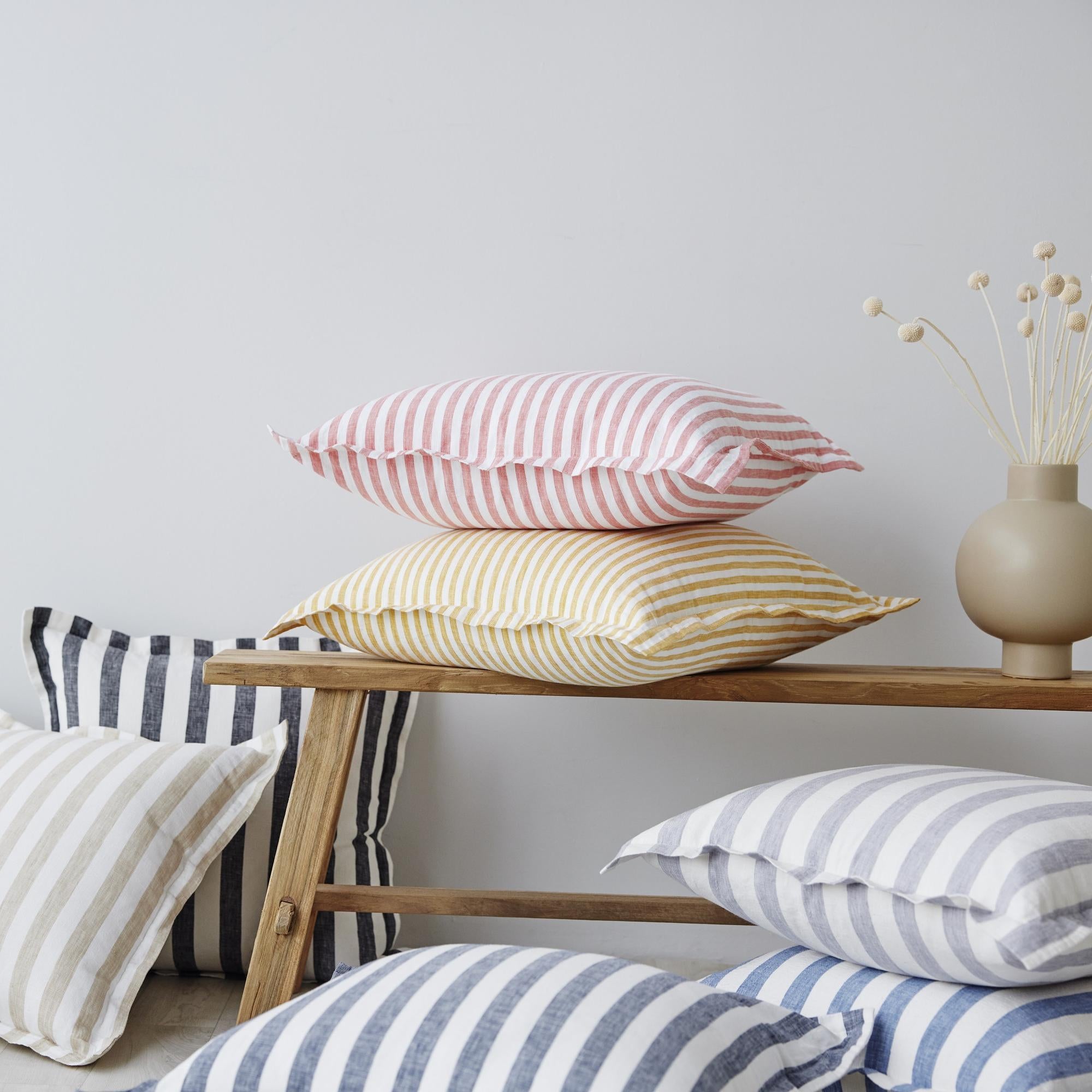 Linen Stripes Cushion Cover - Black  CLEARANCE