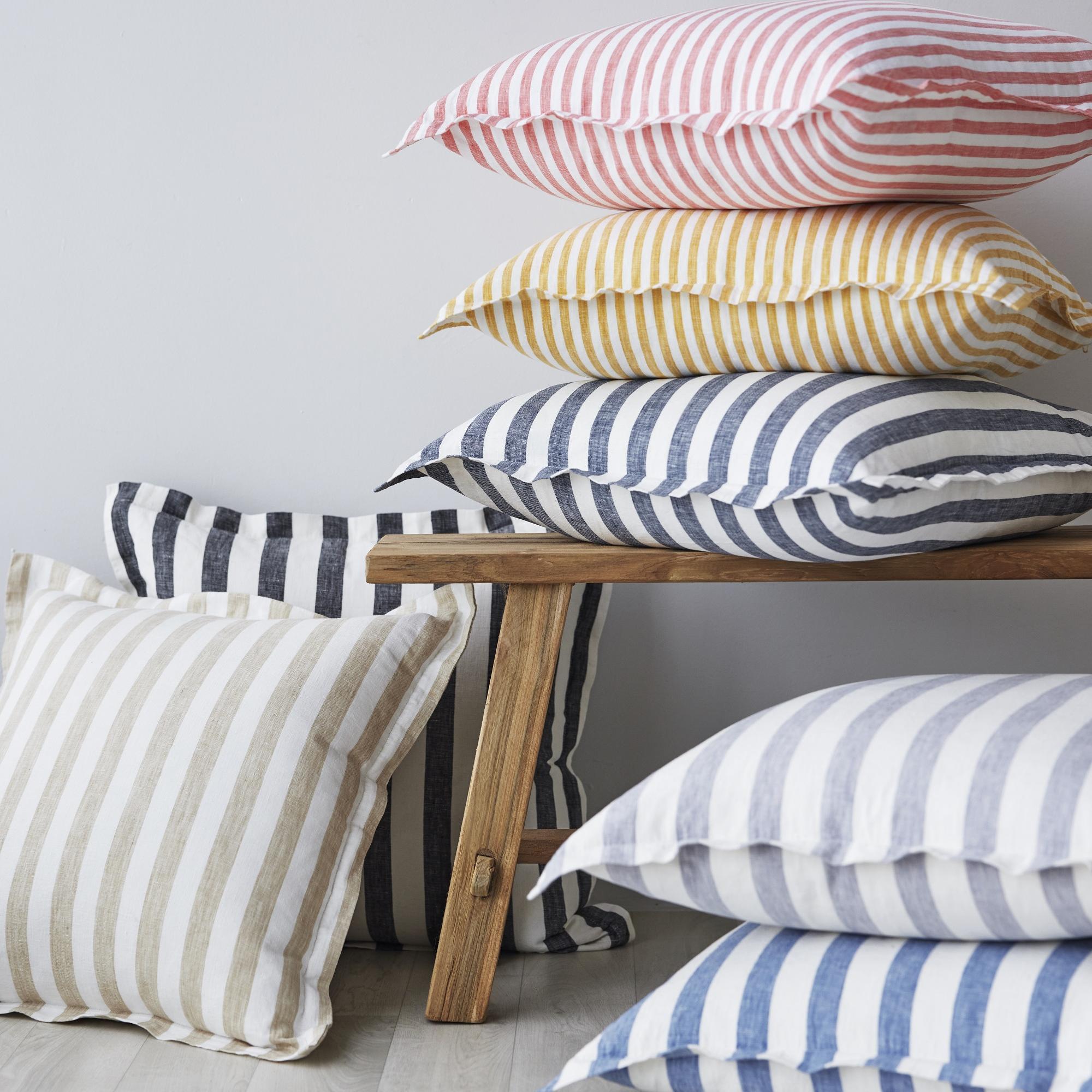 Linen Stripes Cushion Cover - Black  CLEARANCE