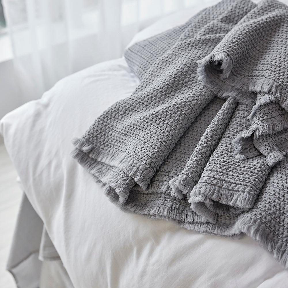 Lisboa Waffle Blanket - Silver