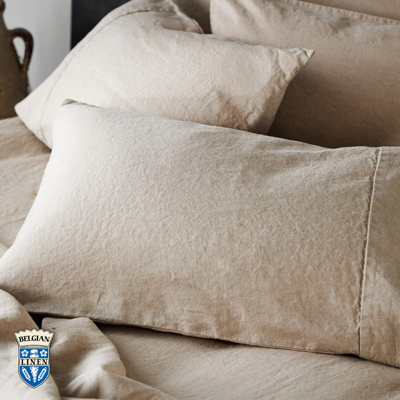 Belgian Linen Pillowcase Each - Natural King