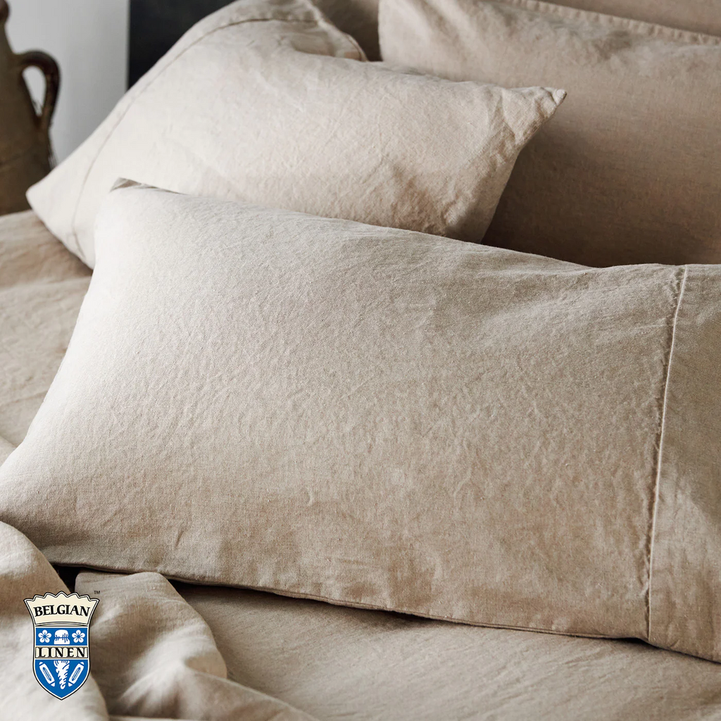 Belgian Linen Pillowcase Each - Natural Standard