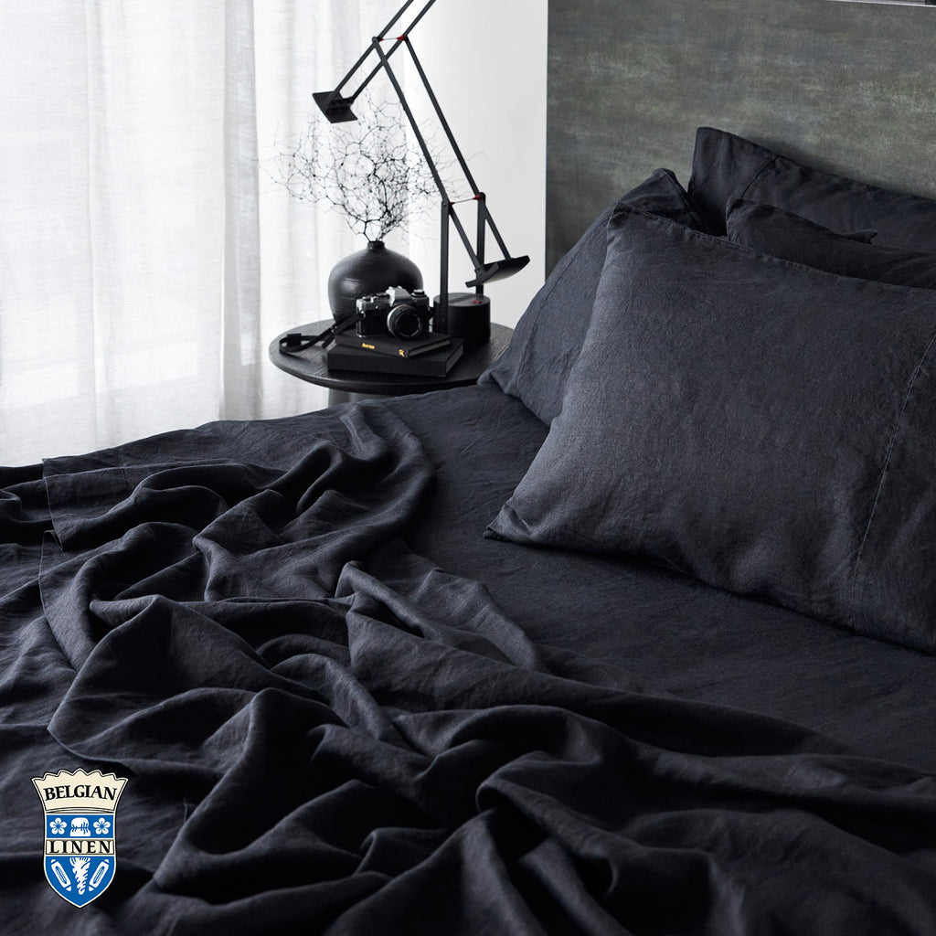 Belgian Linen Duvet Cover - Black