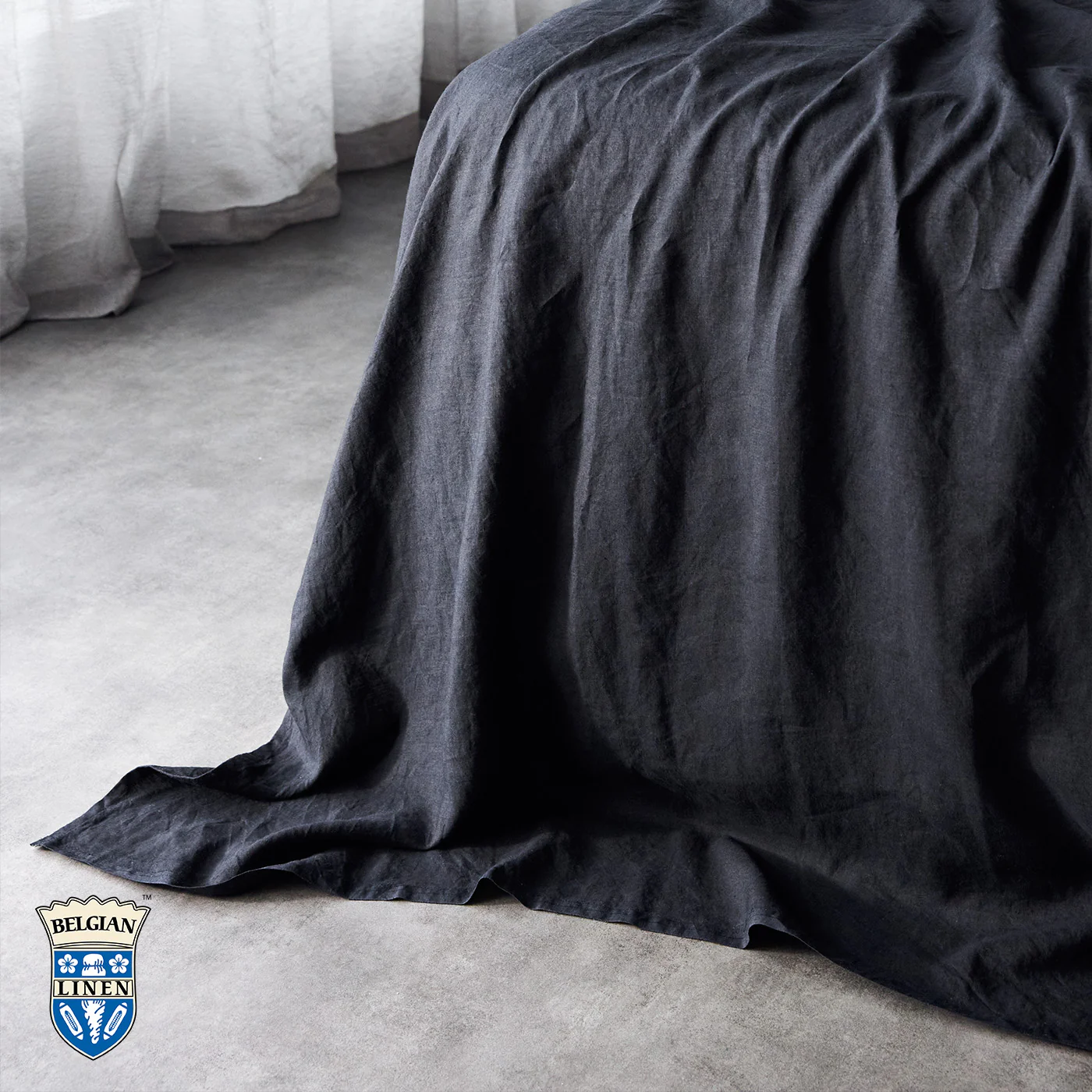 Belgian Linen Flat Sheet - Black