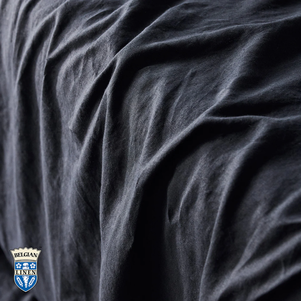 Belgian Linen Standard Pillowcase Each - Black