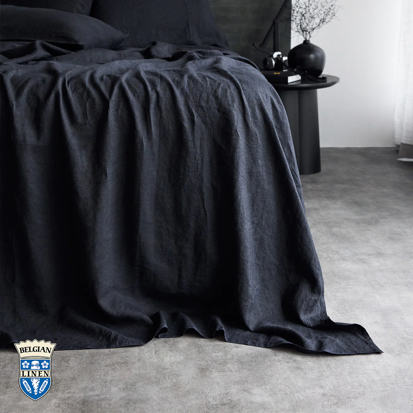 Belgian Linen Flat Sheet - Black