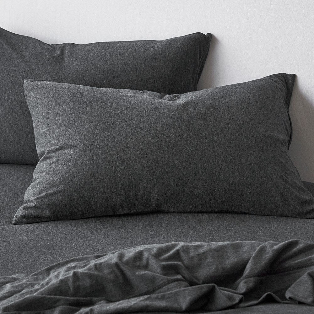 Cotton Jersey Pillowcase Pair - Onyx