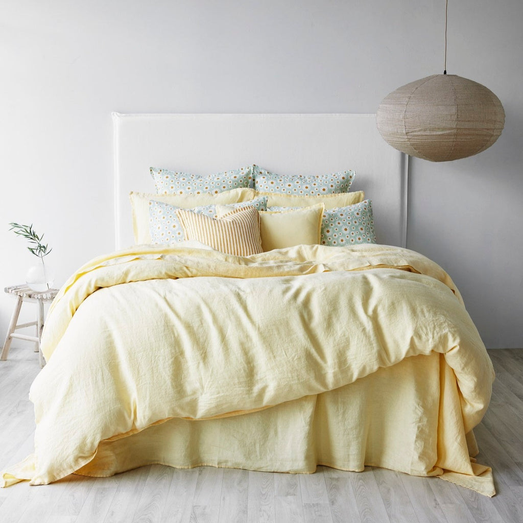 Pure Linen European Pillowcase Each - Buttercup