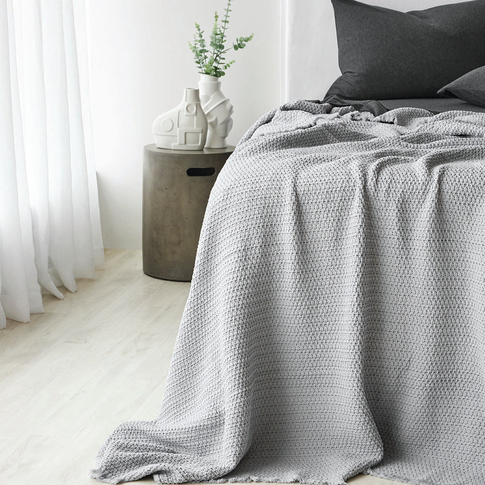 Lisboa Waffle Blanket - Silver