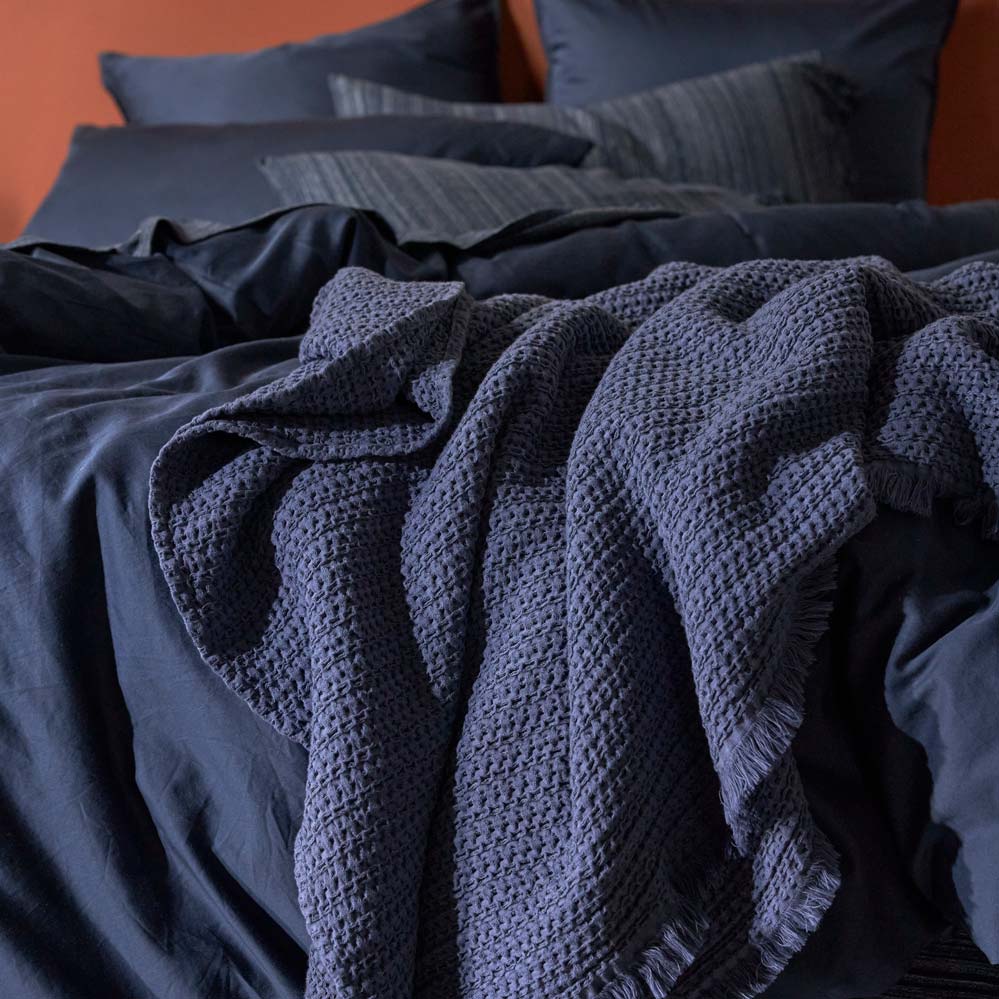 Lisboa Waffle Blanket - Indigo