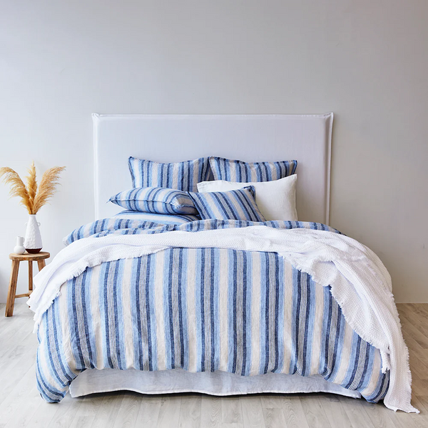 Pure Linen King Pillowcase - Cambridge Stripe CLEARANCE