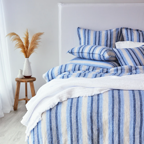 Pure Linen King Pillowcase - Cambridge Stripe CLEARANCE