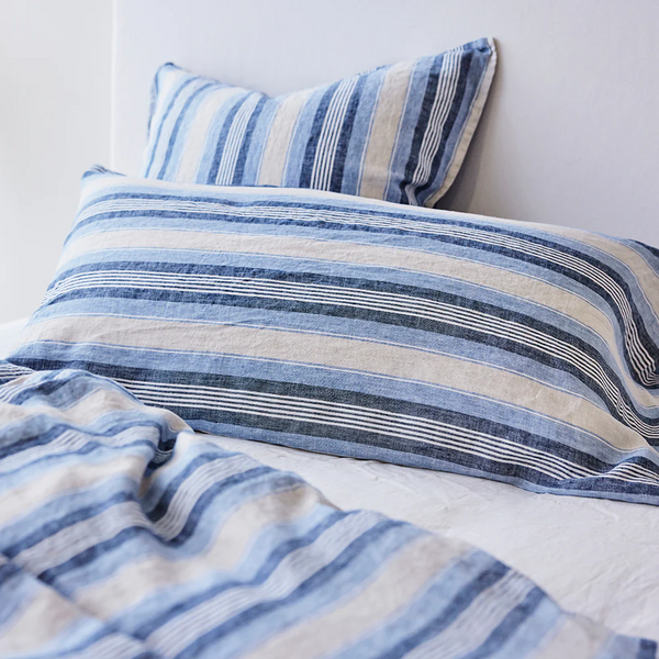 Pure Linen King Pillowcase - Cambridge Stripe CLEARANCE