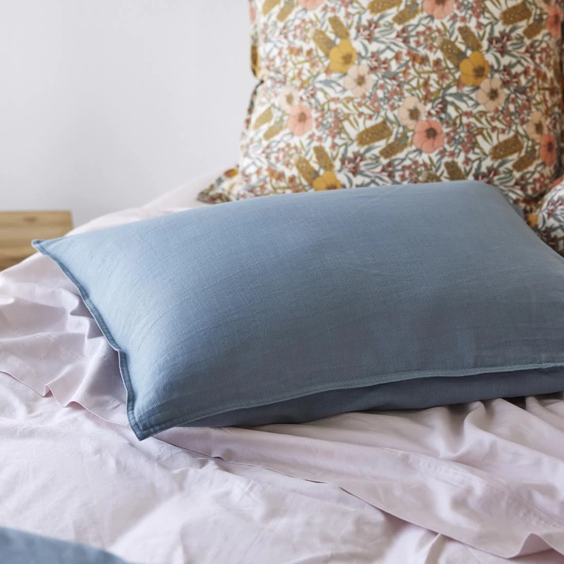 Soft Washed Cotton European Pillowcase Pair - Peony