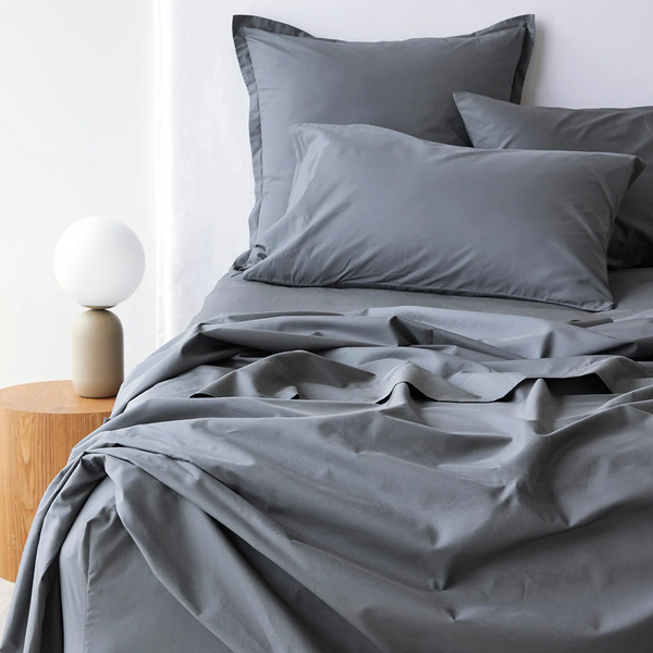 450TC Fresh Cotton Percale Sheet Set - Steel